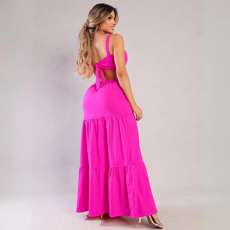 Vestido Longo Fashion Blogger Aberto Nas Costas