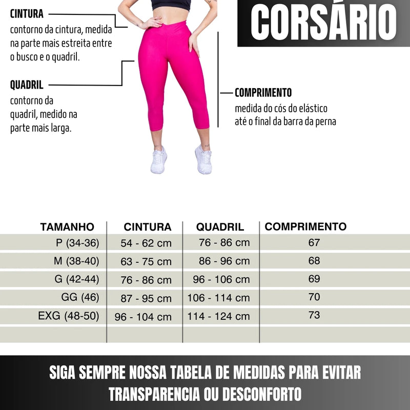 Calça Legging Feminina Corsario Fitness