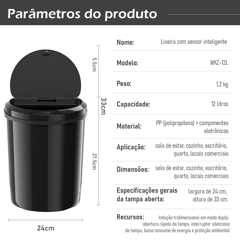 Lata de lixo Sensor de Toque Automático