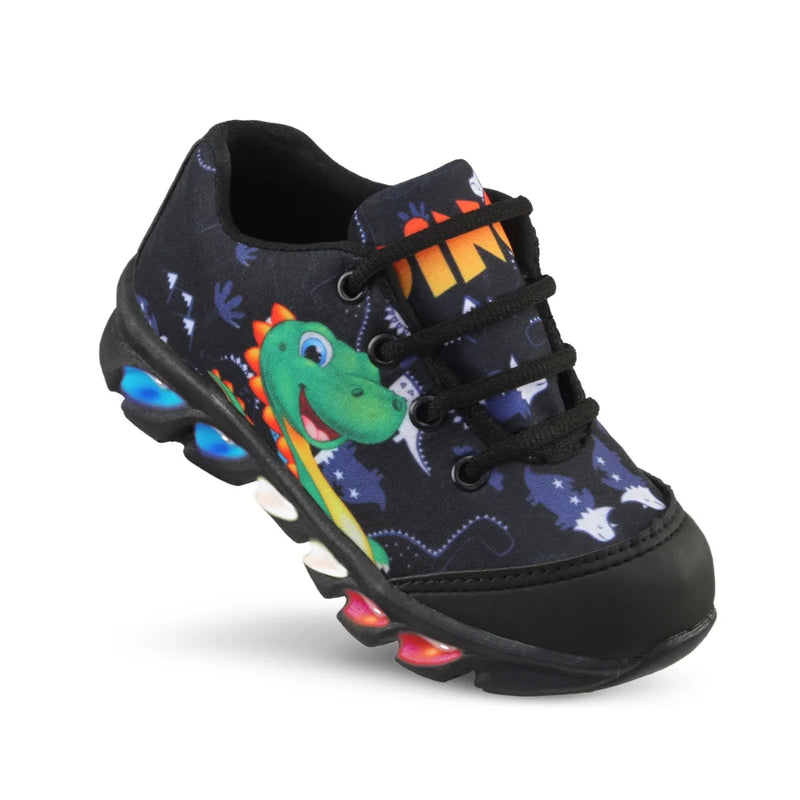 Kit Tênis Infantil Dinossauro led com chinelo