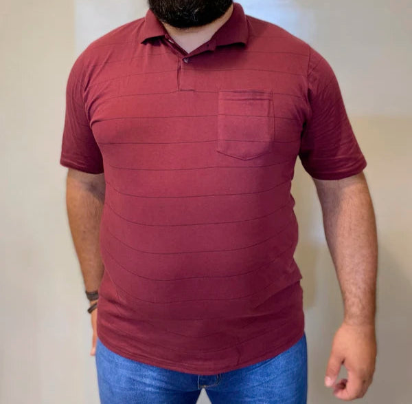 Camisa Polo Vinho Plus Size com Gola